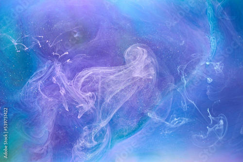 Wallpaper Mural Blue multicolored smoke abstract background, acrylic paint underwater explosion Torontodigital.ca