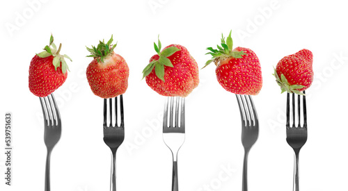 Organic Strawberry Isolated on White Background Close Up