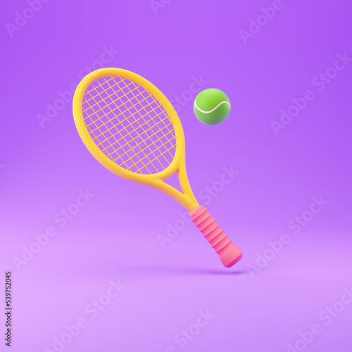 Tennis racket with ball. 3d rendering illustration.  © Михаил Богданов