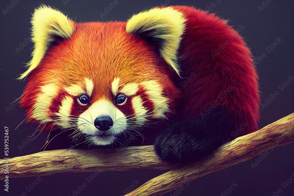 Photorealistic illustration of cute and adorable red panda, ai generated illustration, is not based on any real image or character Photorealistic illustration of cute and adorable red panda, ai generated illustration, is not based on any real image or character