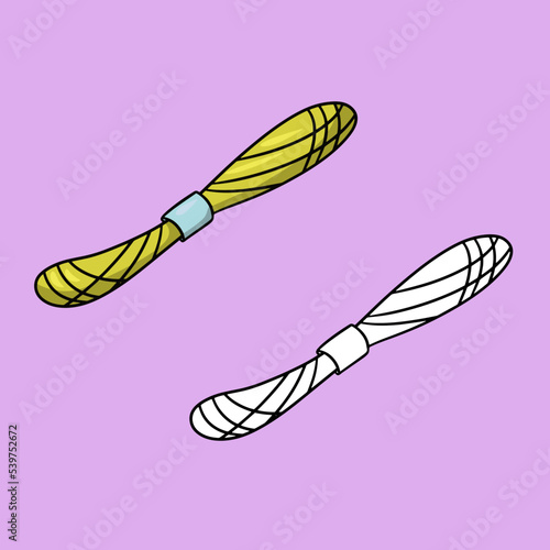A set of images, a yellow skein of embroidery thread, vector cartoon