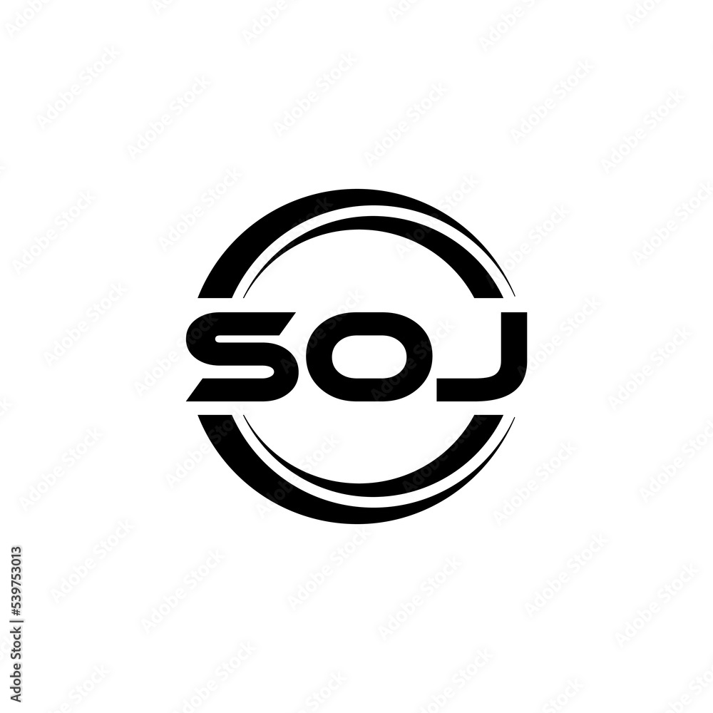 SOJ letter logo design with white background in illustrator, vector logo modern alphabet font overlap style. calligraphy designs for logo, Poster, Invitation, etc. SOJ letter logo design with white background in illustrator, vector logo modern alphabet font overlap style. calligraphy designs for logo, Poster, Invitation, etc.