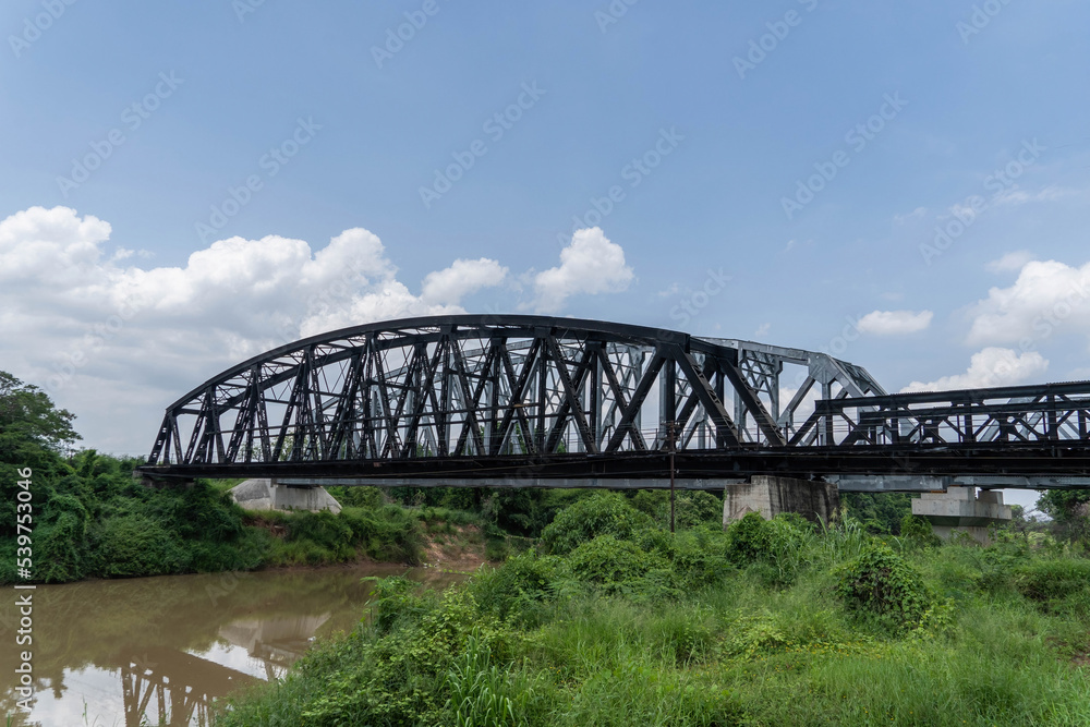 steel structure for a river bridge.
The railway across the river was made of steel.
