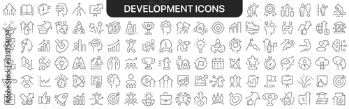 Development icons collection in black. Icons big set for design. Vector linear icons