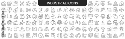 Industrial icons collection in black. Icons big set for design. Vector linear icons