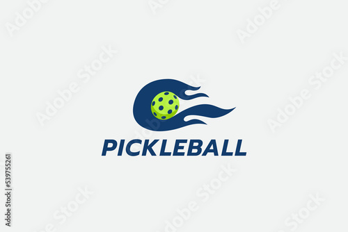 pickleball logo with a combination of pickleball, letter c, and fire.