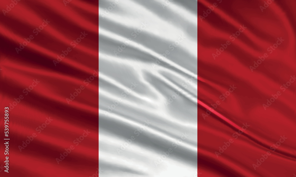 Peru flag design. Waving Peru flag made of satin or silk fabric. Vector Illustration. Peru flag design. Waving Peru flag made of satin or silk fabric. Vector Illustration.