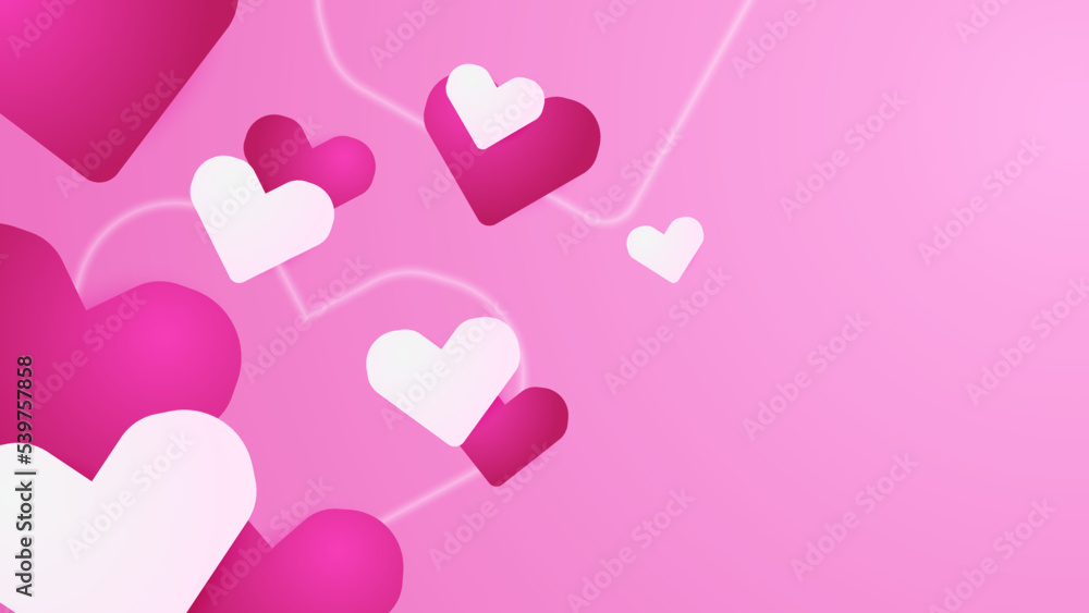Soft cute pink love valentine abstract background with heart shape