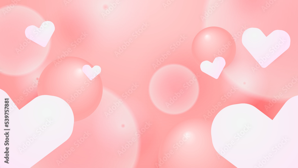 Soft cute pink love valentine abstract background with heart shape