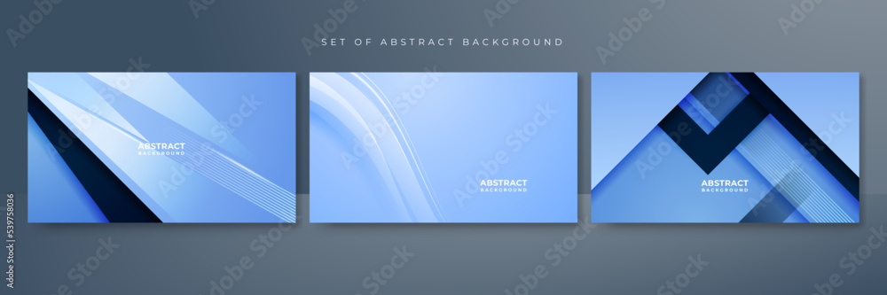 Set of blue and white gradient contrast abstract background