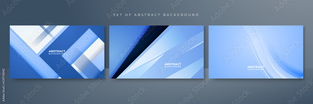 Set of blue and white gradient contrast abstract background