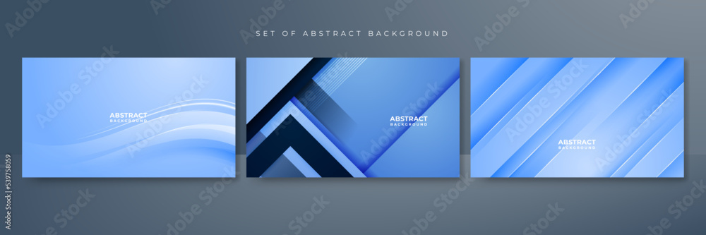 Set of blue and white gradient contrast abstract background