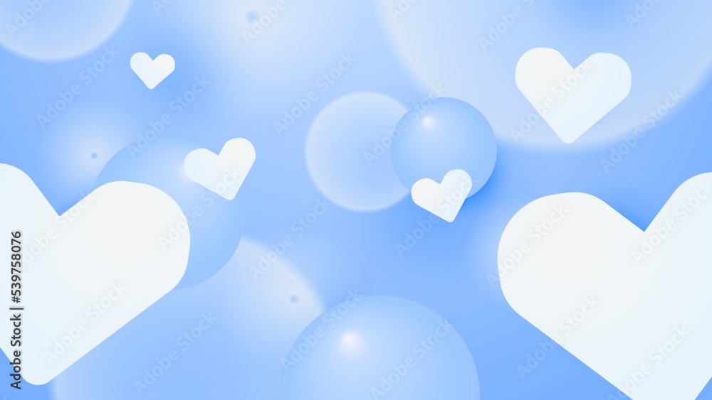 Abstract blue background with love heart shape