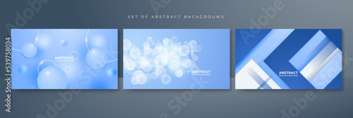 Set of blue and white gradient contrast abstract background