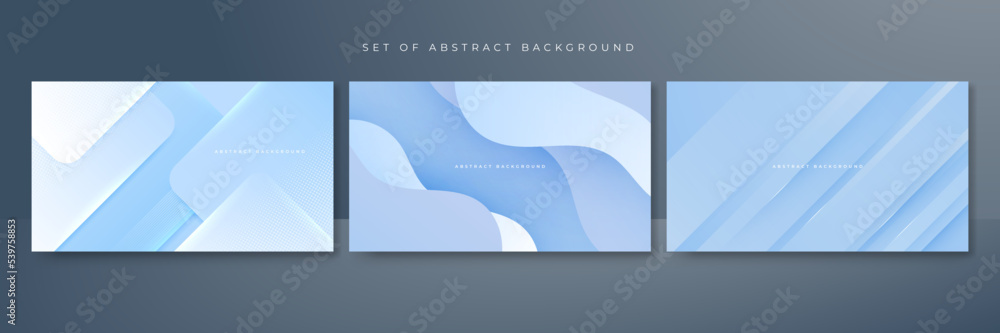 Naklejka premium Set of light blue abstract background. Vector abstract graphic design banner pattern presentation background web template.