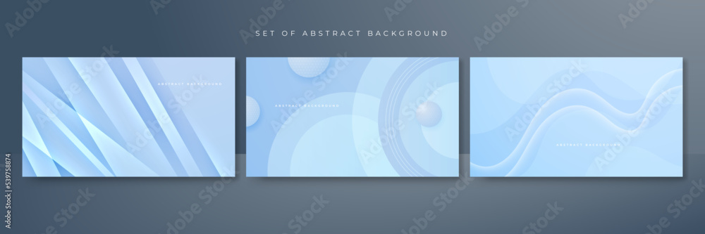 Set of light blue abstract background. Vector abstract graphic design banner pattern presentation background web template.