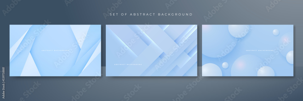 Set of light blue abstract background. Vector abstract graphic design banner pattern presentation background web template.