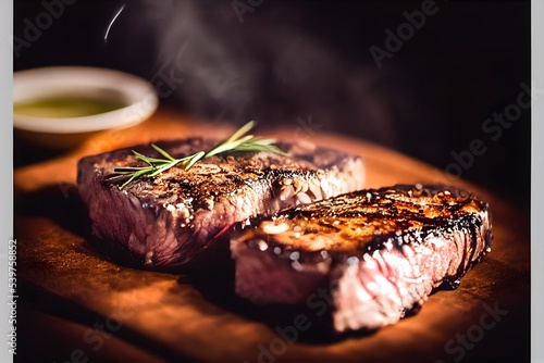 Bilde på lerret Grilled gourmet perfect Steak , close up, bokeh