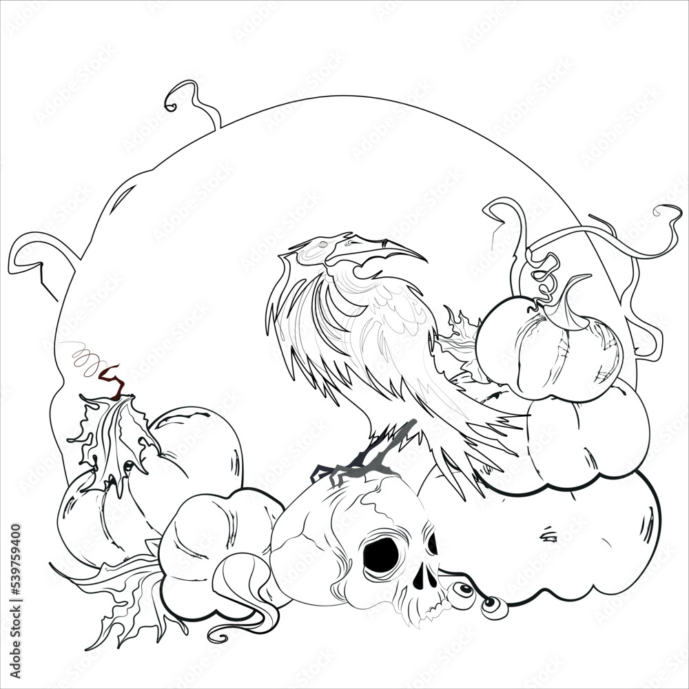 Trick or Treat coloring page. Halloween coloring page for kids. Cartoon