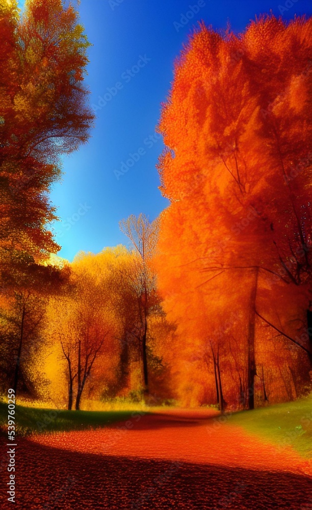 Photo of an autumn forest. The season of the year. Autumn mood.