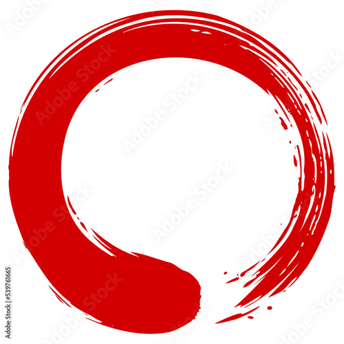 Red Zen Japanese Circle Brush Stroke Sumi-e Vector Illustration Ink Logo Design Vector Art