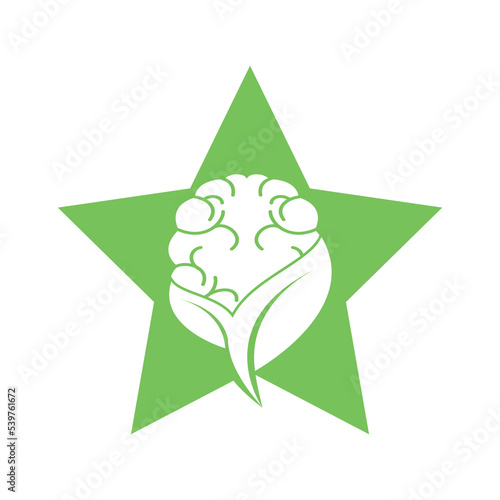 Brain and leaf logo combination vector design. Organic brain logo vector design.