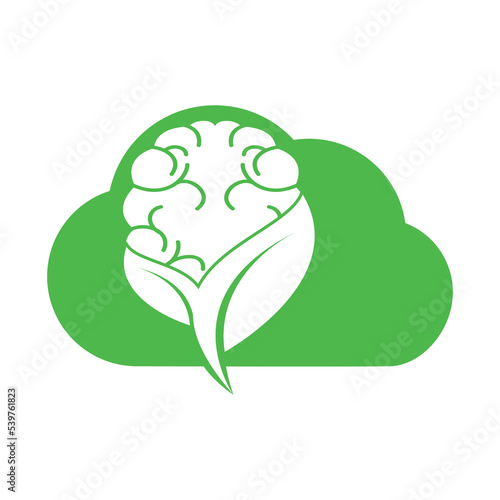 Brain and leaf logo combination vector design. Organic brain logo vector design.