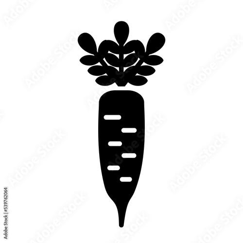 Japanese daikon radish with leaf vector glyph icon