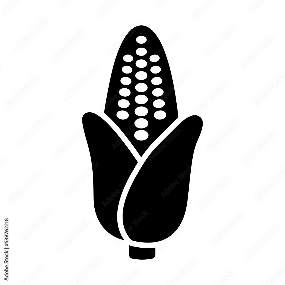 Corncob isolated vector glyph icon. Vegetable sign