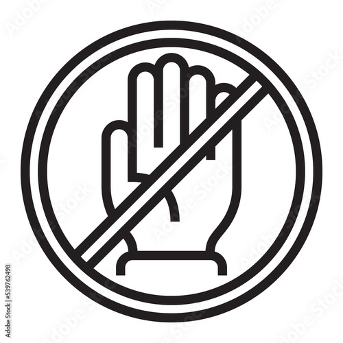 Do not touch hand icon. Stop or forbidden line sign illustration