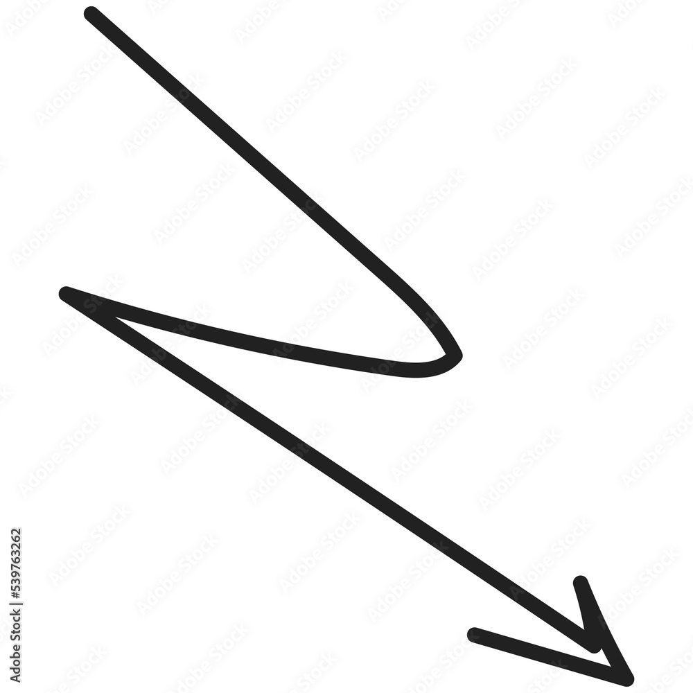 Zigzag arrow hand-drawn style symbol Zigzag arrow hand-drawn style symbol