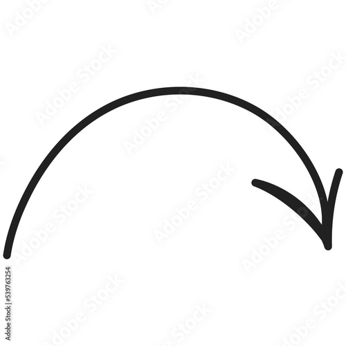 Curved arrow hand-drawn style symbol