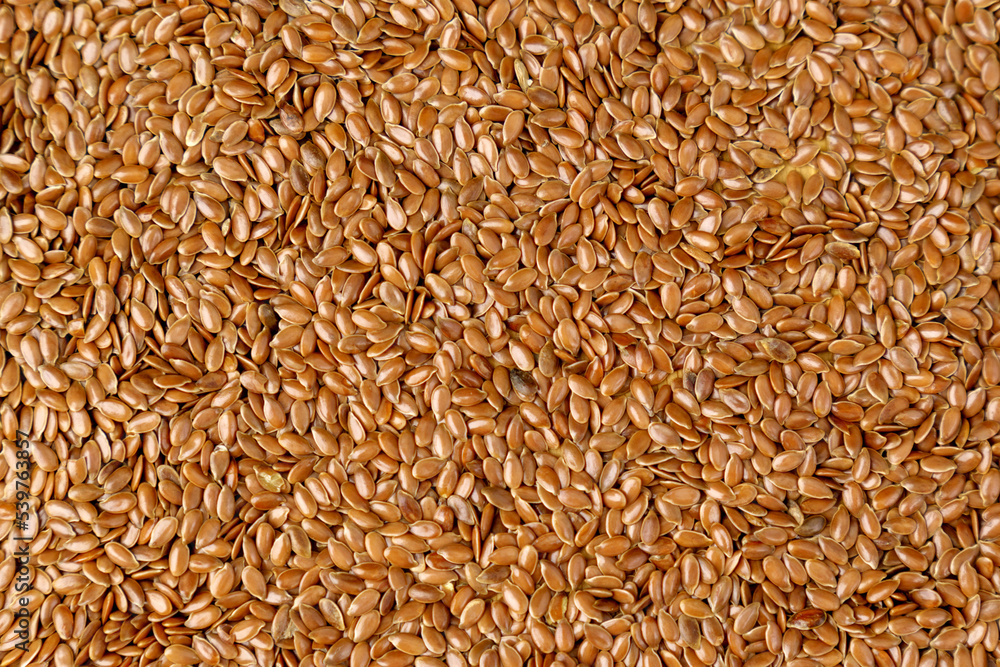 Flax seeds close-up, organic food. Flax seed, background. Texture