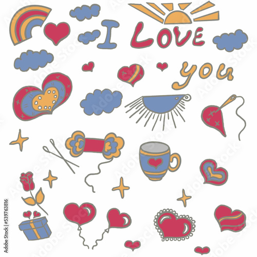 valentine's day,hearts,gifts,knitting,cup with the image of a heart,doodles,hedgehog,clouds,sun,heart-shaped box,darning heart needle,balloons hearts,gifts,invitation,website,banner,flyer