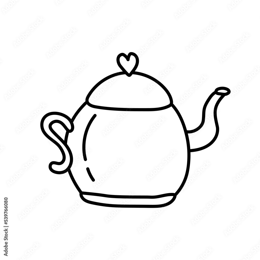 Single design element teapot. Doodle style hand drawn illustration for sticker, pattern, logo design, clothes design and other autumn design. Hygge home illustration. Single design element teapot. Doodle style hand drawn illustration for sticker, pattern, logo design, clothes design and other autumn design. Hygge home illustration.