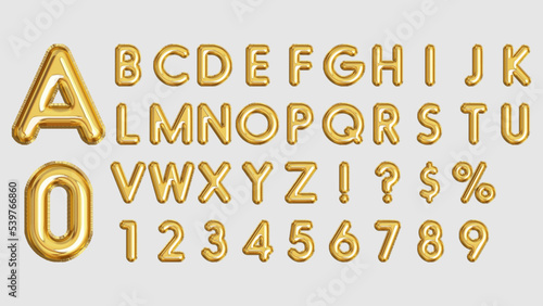 Golden balloon letters and numbers 