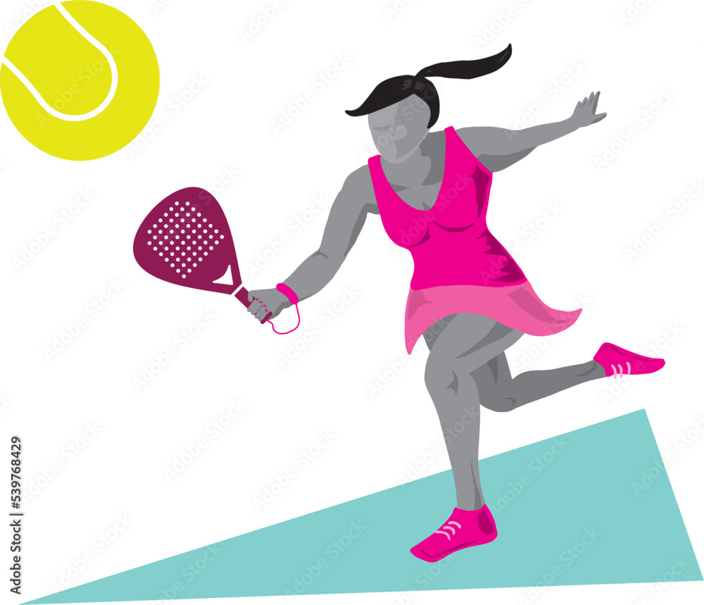 woman play padel. paddle tennis girl, with sport clothes, kilt and