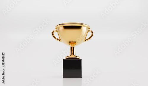 Gold winners trophy isolated on a plain background. competition award. 3D Rendering
