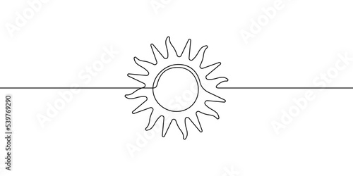 One continuous line drawn illustration of sun. Vector illustration