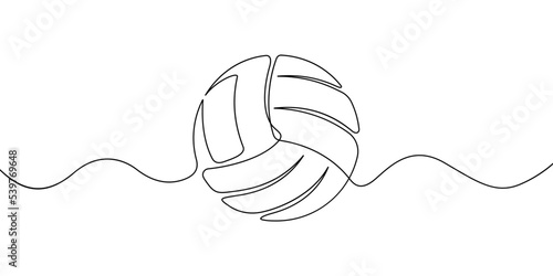 Continuous line drawing of ball. Volleybal one line art. Vector illustration