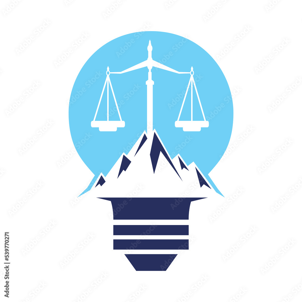 Mountains and symbols of justice. Law scale logo concept design. Mountains and symbols of justice. Law scale logo concept design.
