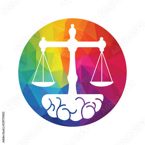 Brain Law Vector Template Design. Balance Icon On Brain Concept Design.