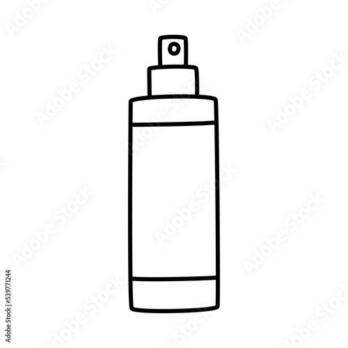 Vector doodle hand drawn illustration of a cosmetic bottle for skincare treatment