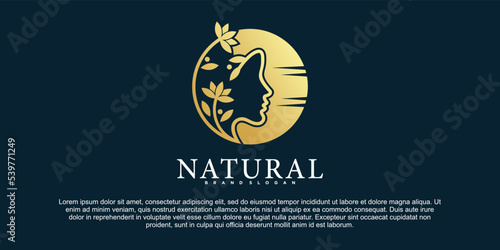 Modern natural beauty face logo design for beauty salon Premium Vektor