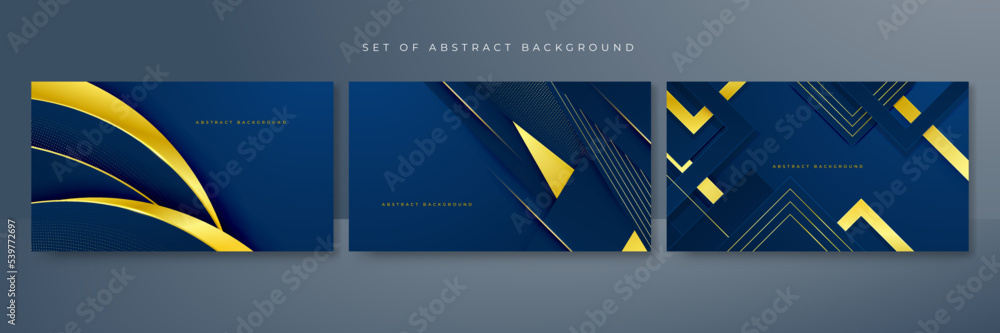 Set of abstract blue and gold background Stock Vector | Adobe Stock