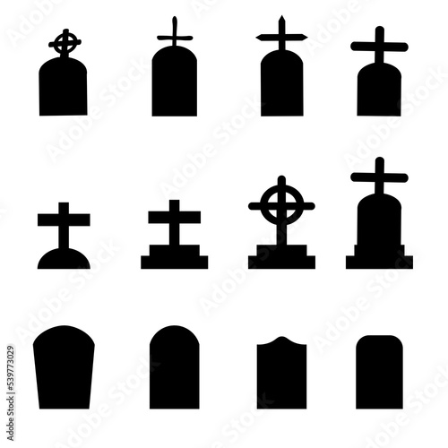 set of grave silhouettes of different shapes