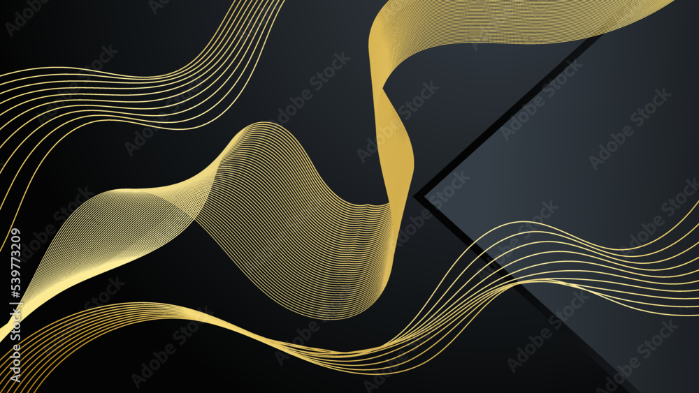 Abstract black and gold lines luxury background with curve wave Stock ...
