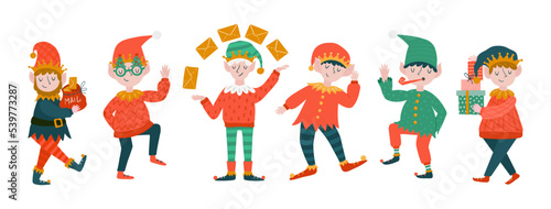 Santa's helpers elves are dancing Christmas party