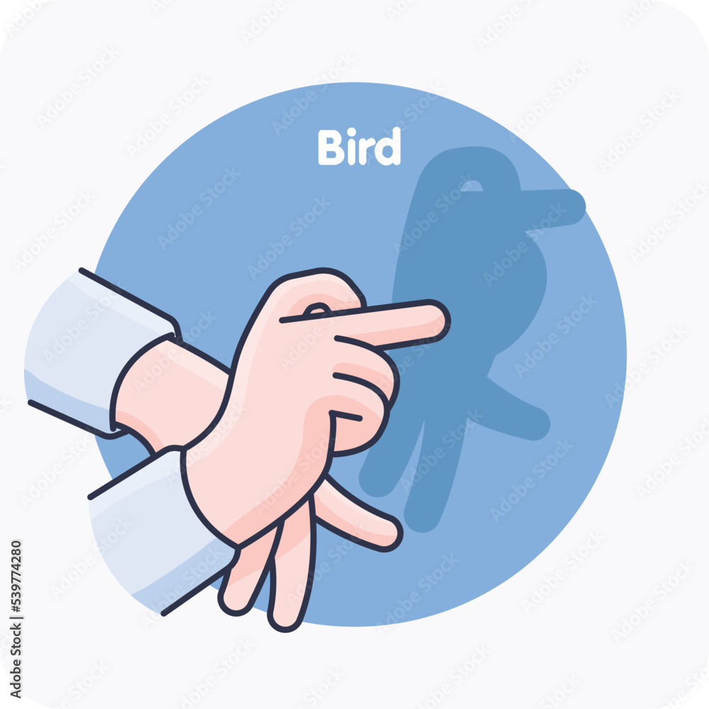 Bird in hand shadow art, Hand-shadow artwork featuring silhouettes of Bird Bird in hand shadow art, Hand-shadow artwork featuring silhouettes of Bird