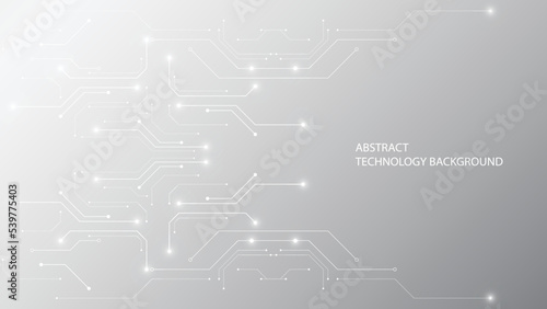 Gray and white technology background image Line design for communication connections in digital systems Hi-tech technology pattern